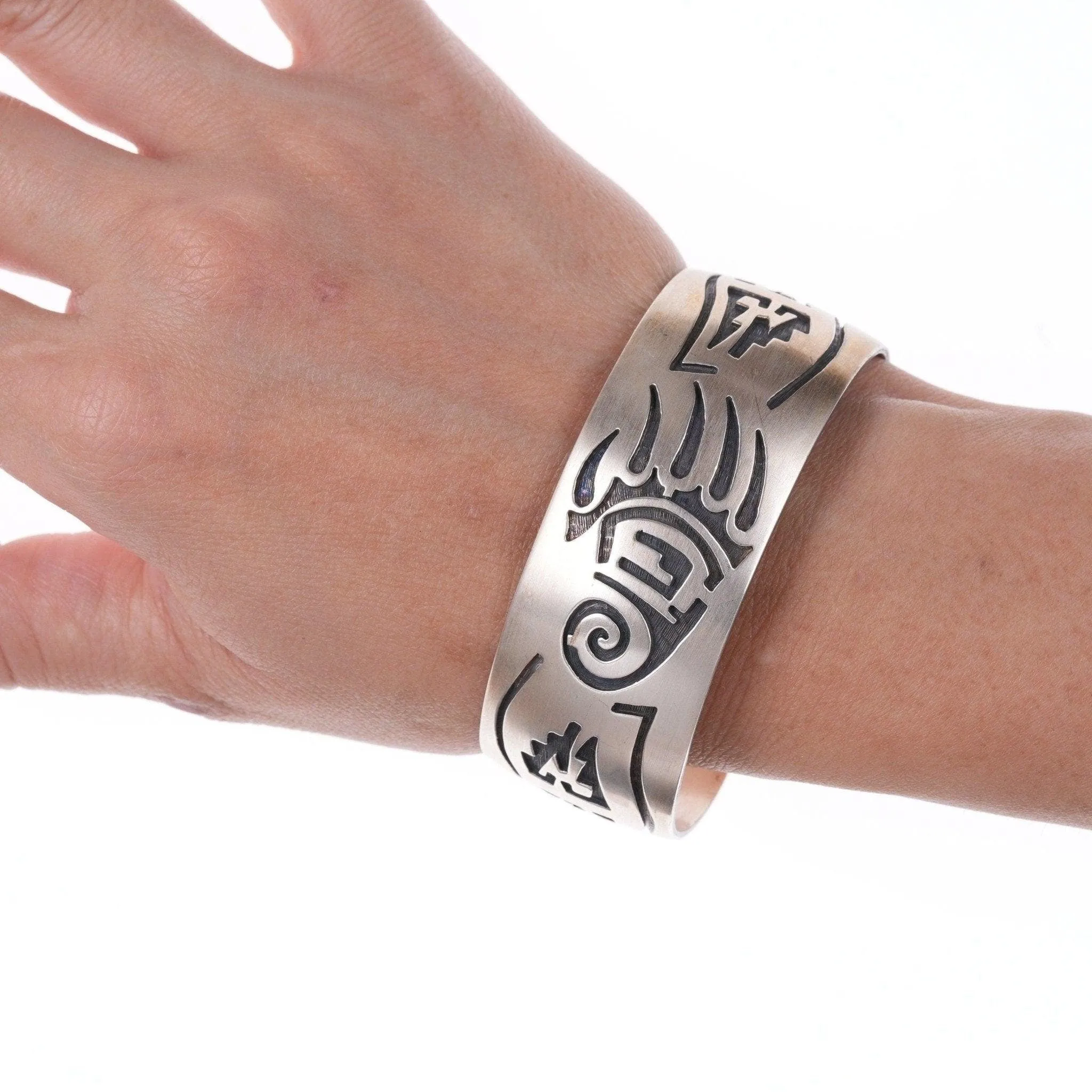 6.875 Hopi Overlay Sterling cuff bracelet