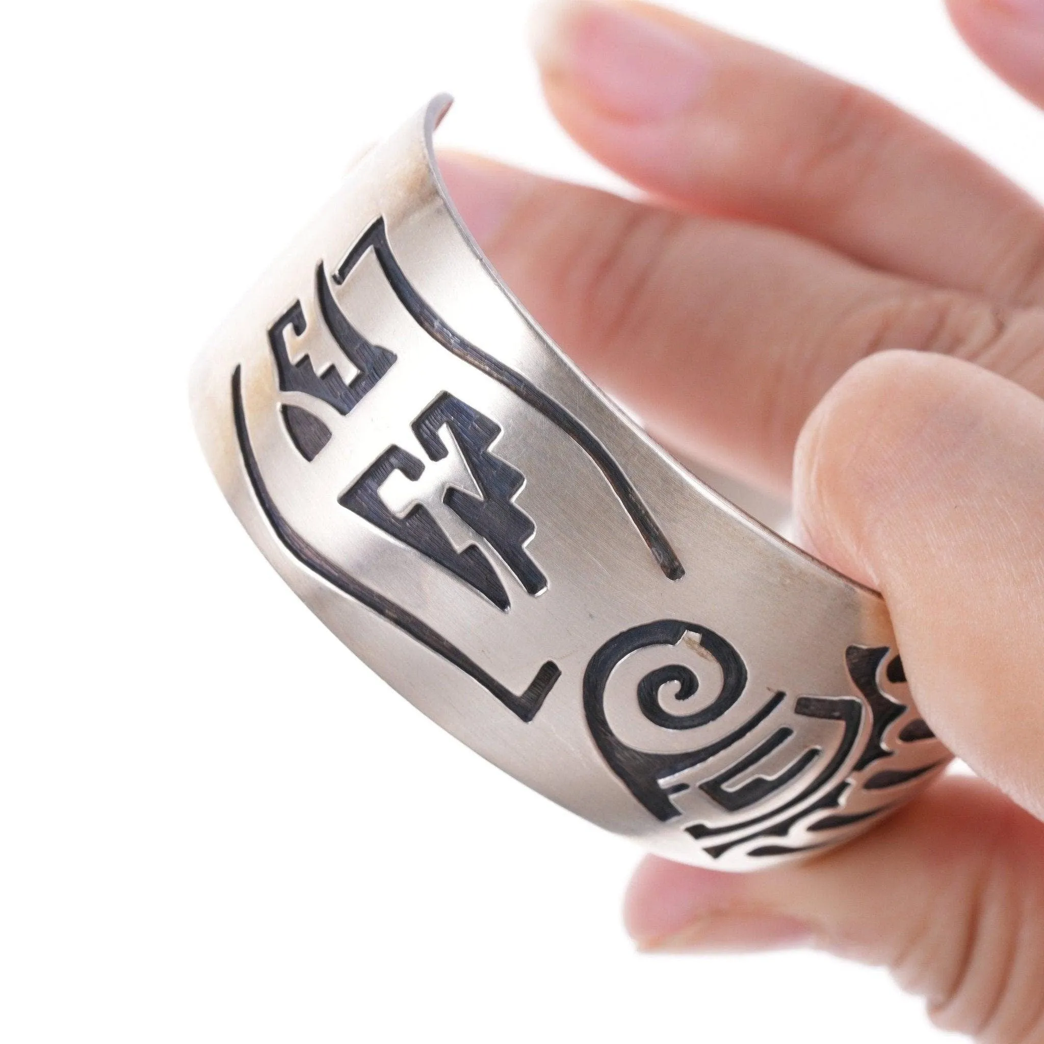 6.875 Hopi Overlay Sterling cuff bracelet