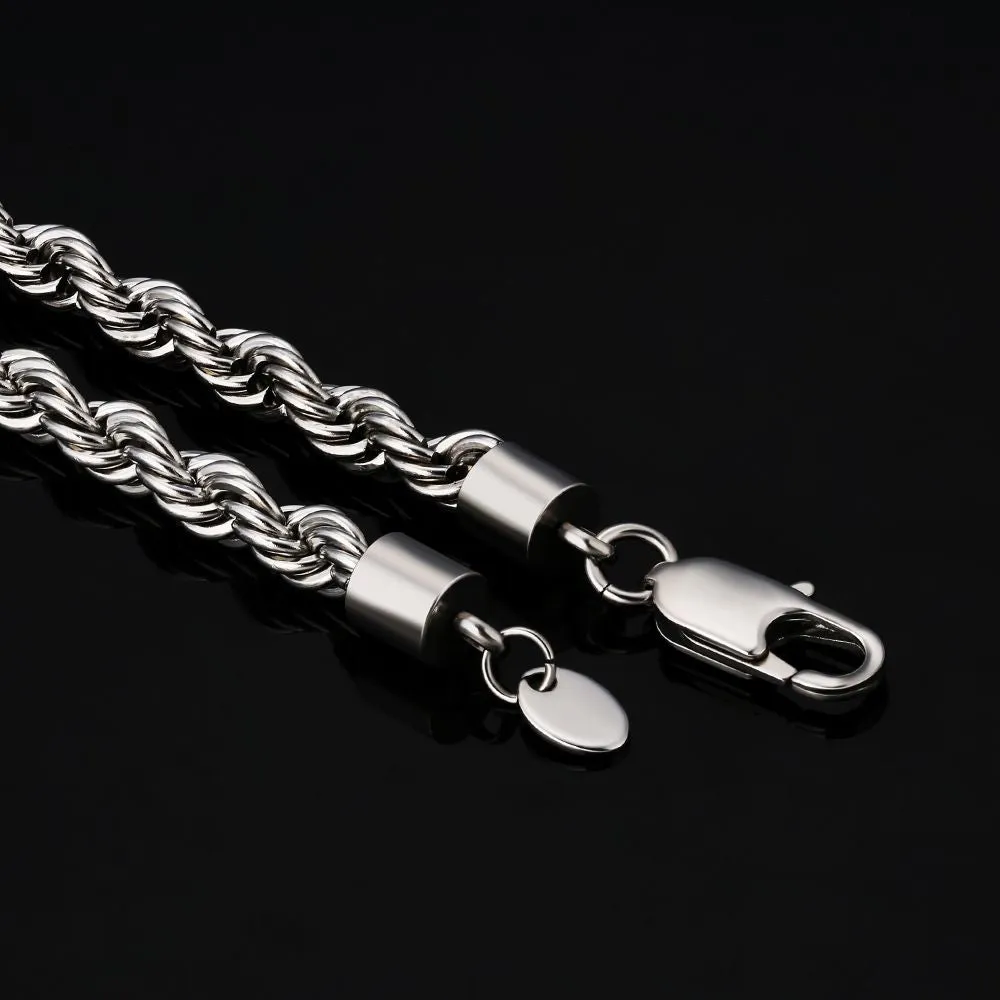 6mm Mens Rope Chain and Bracelet Set in 18K Gold/White Gold KRKC