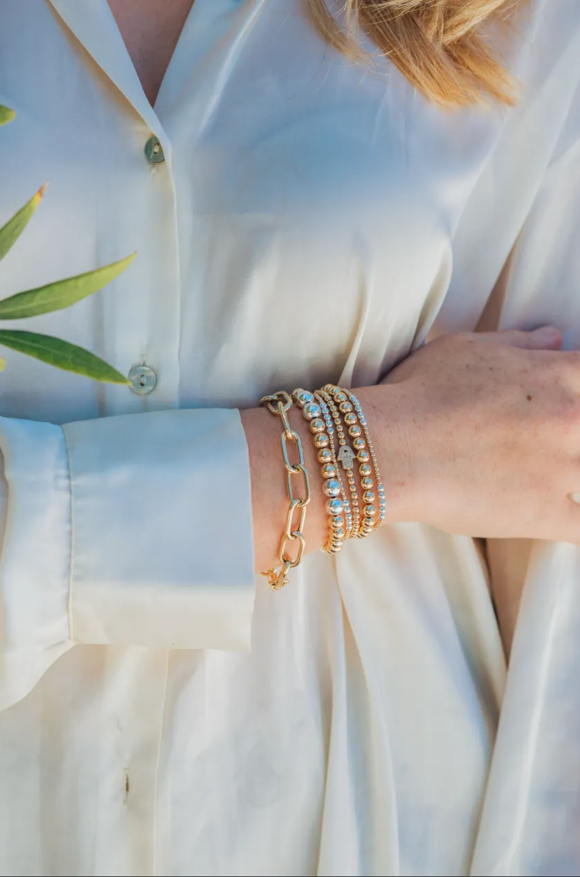 6mm Yellow Gold Filled Bracelet With 7mm Sterling Silver