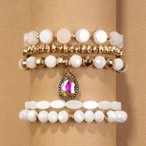 74732 - Stacked Rhinestone Bracelets - White