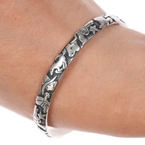 7.625" Retired James Avery Sterling Texas Boots Cowboy wild horse bangle bracelet