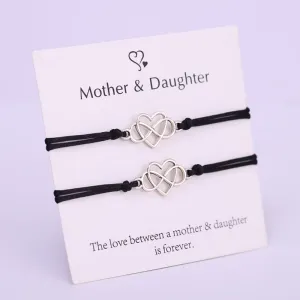 (A SET) Mother Daughter Infinity Heart Bracelets Adjustable Rope Bracelet Women Girl Fashion Jewelry Drop Shipping