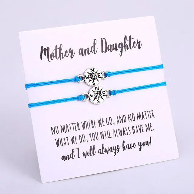 A Set-Pinky Promise Compass Bracelets Best Friends Mother Daughters Women Jewelry Christmas Gift Drop Shipping