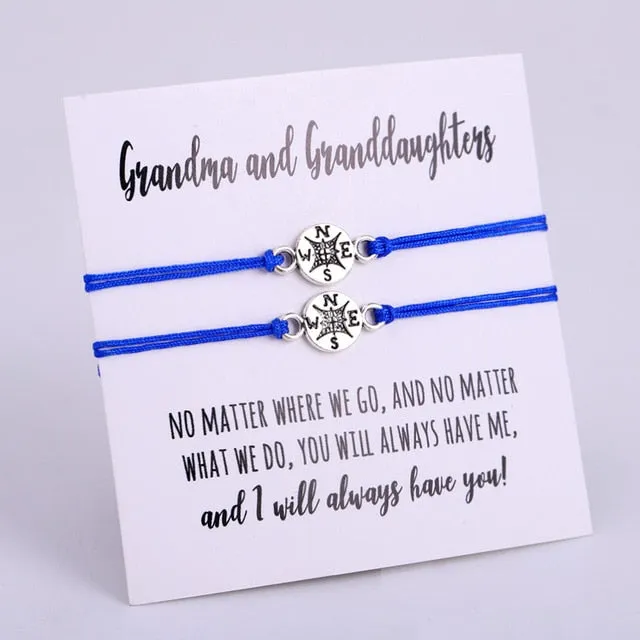 A Set-Pinky Promise Compass Bracelets Best Friends Mother Daughters Women Jewelry Christmas Gift Drop Shipping