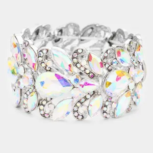 AB Chunky Crystal Teardrop Pageant Stretch Bracelet  | Prom Bracelet |  455363