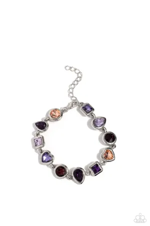 Actively Abstract - Purple - Colored Shape Gem Paparazzi Lobster Claw Bracelet