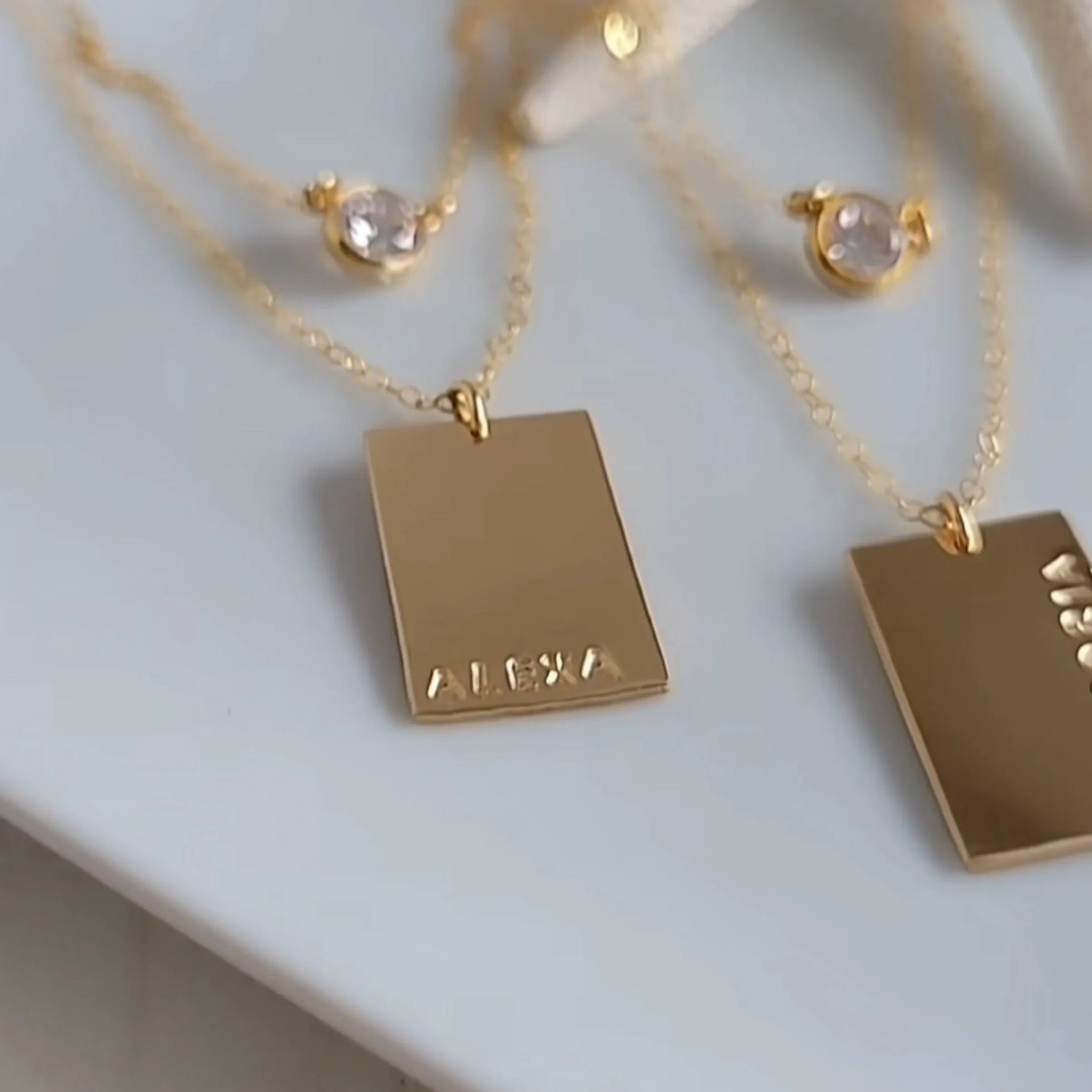 Add On Charm Only - Square or Rectangle - Sterling, Gold or Rose Gold