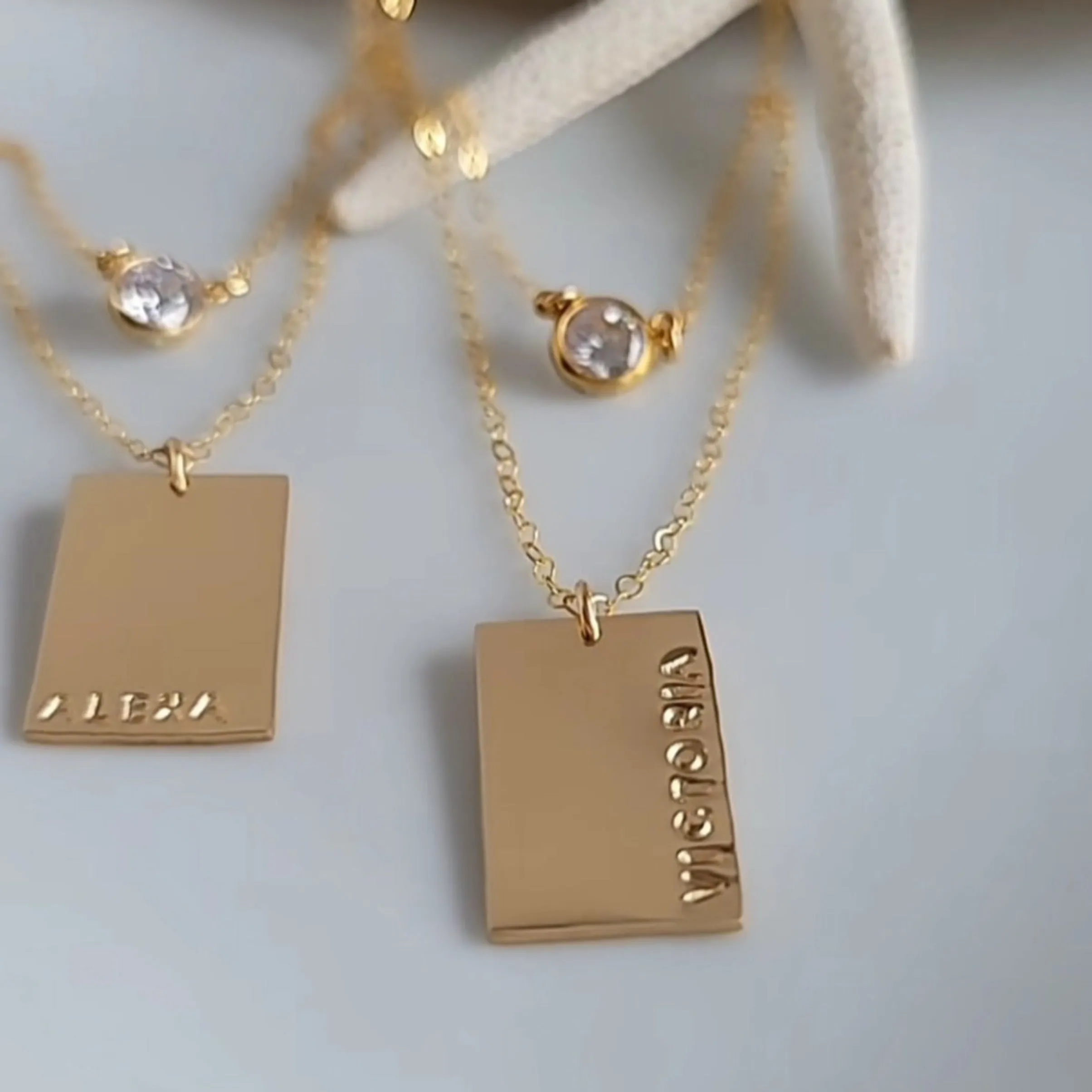Add On Charm Only - Square or Rectangle - Sterling, Gold or Rose Gold