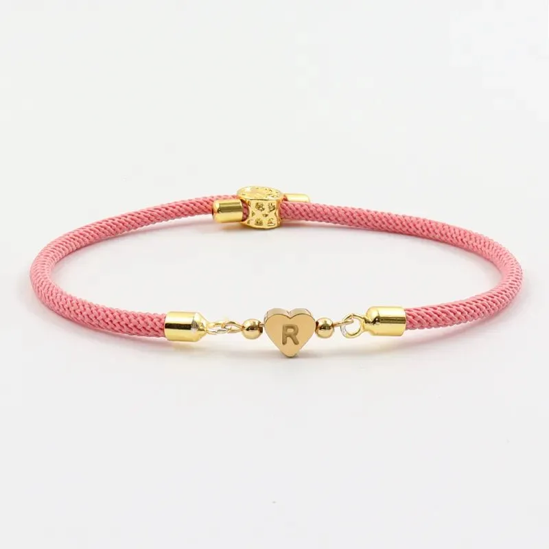 Adjustable Heart Letter Initial Bracelets