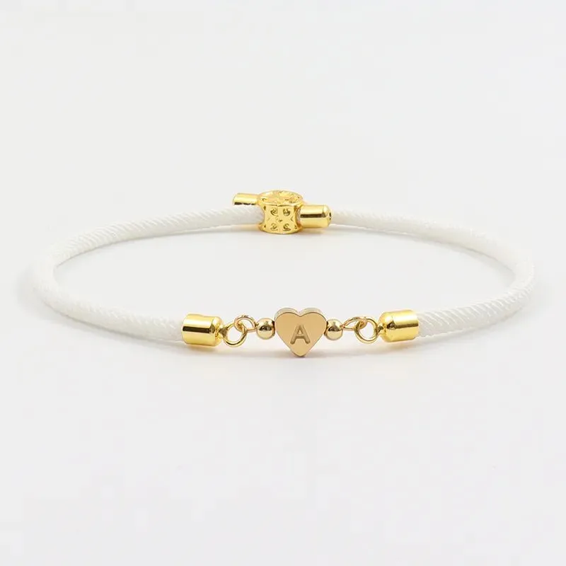 Adjustable Heart Letter Initial Bracelets