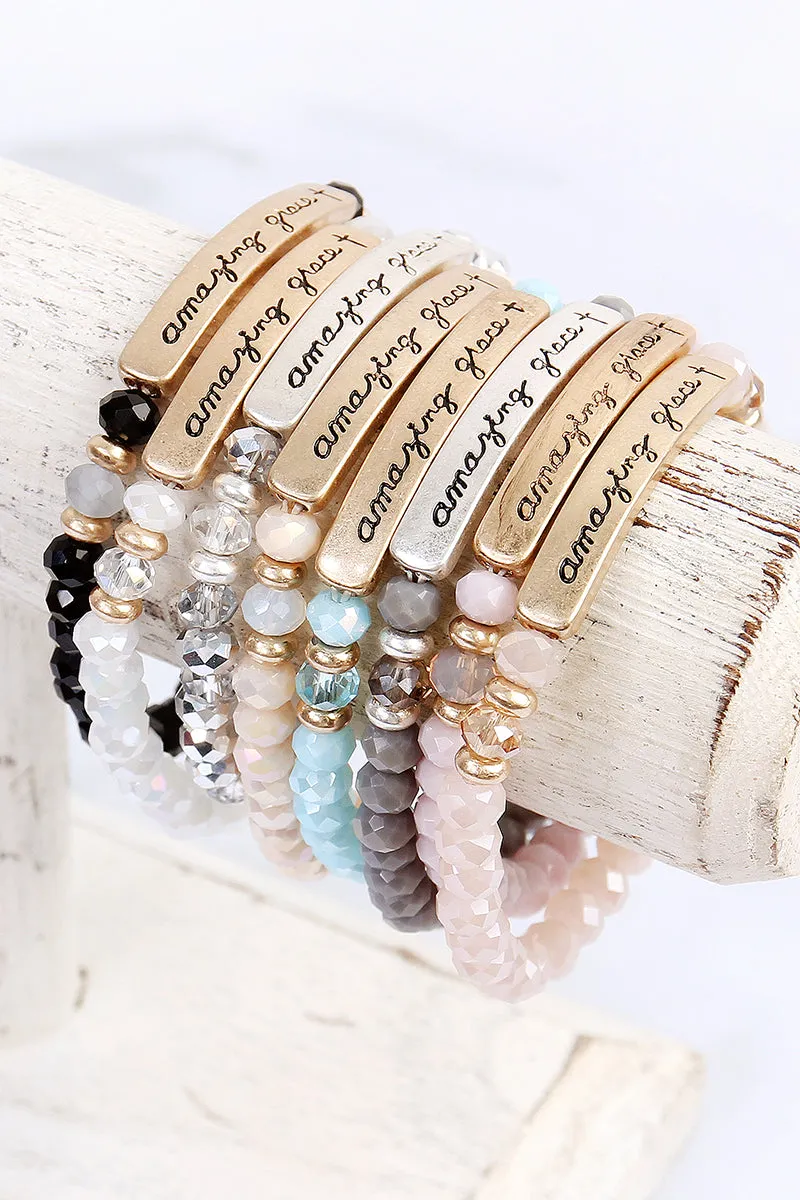 AMAZING GRACE 6mm GLASS STRETCH BRACELET