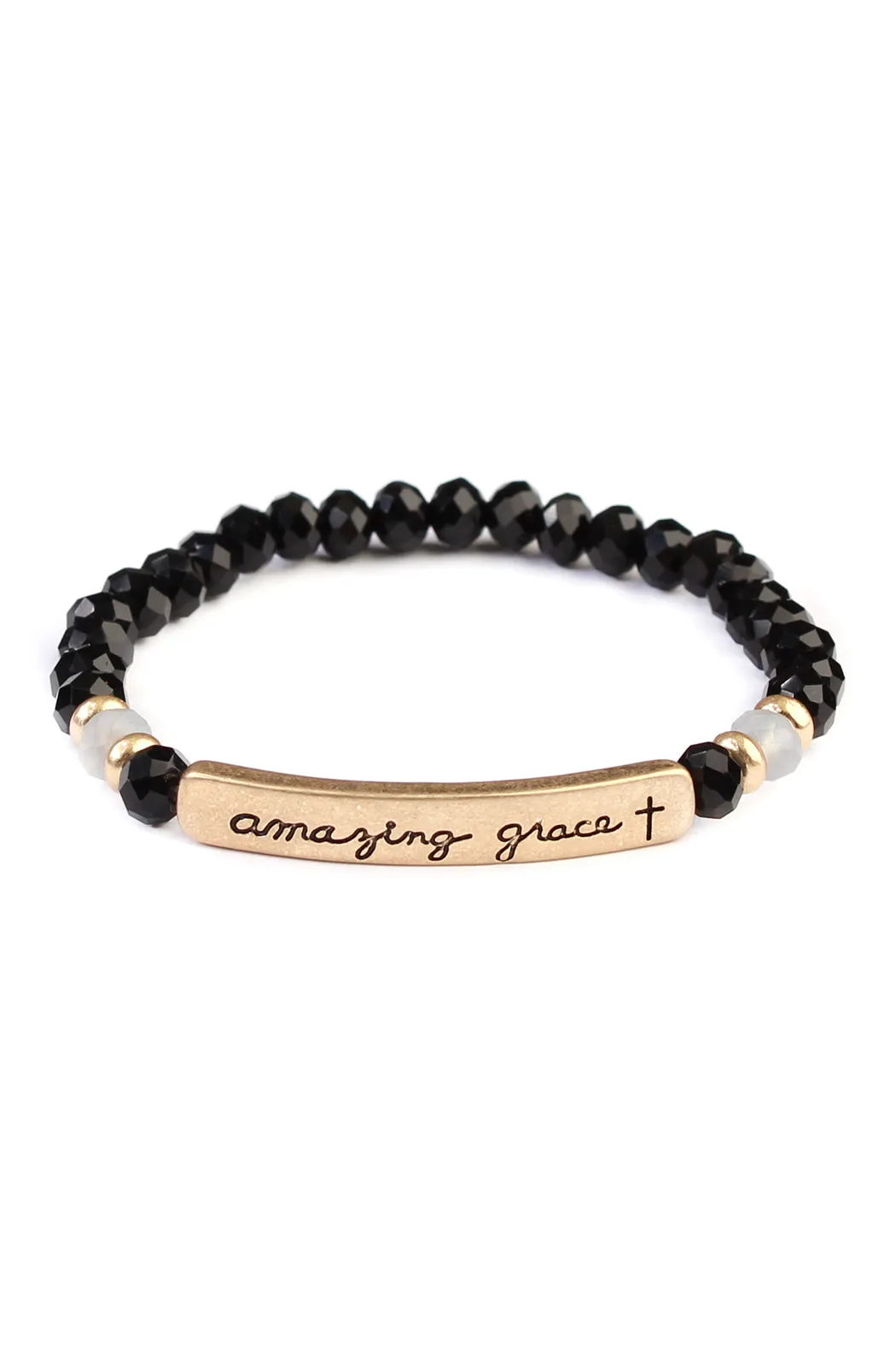 AMAZING GRACE 6mm GLASS STRETCH BRACELET