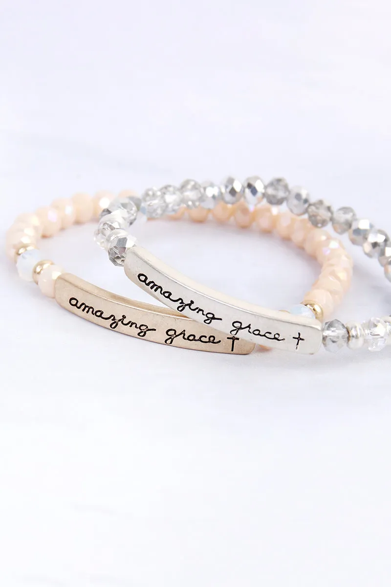 AMAZING GRACE 6mm GLASS STRETCH BRACELET