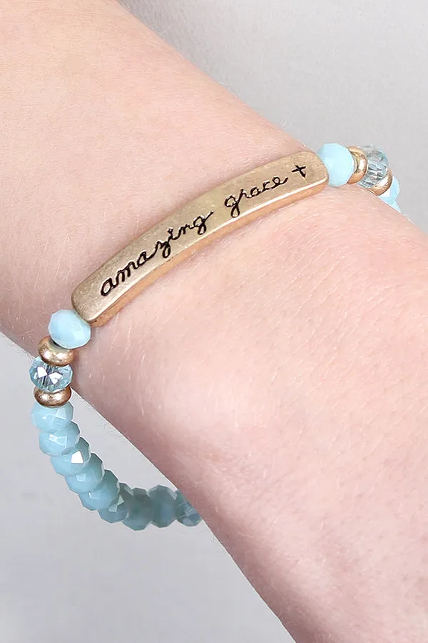 AMAZING GRACE 6mm GLASS STRETCH BRACELET
