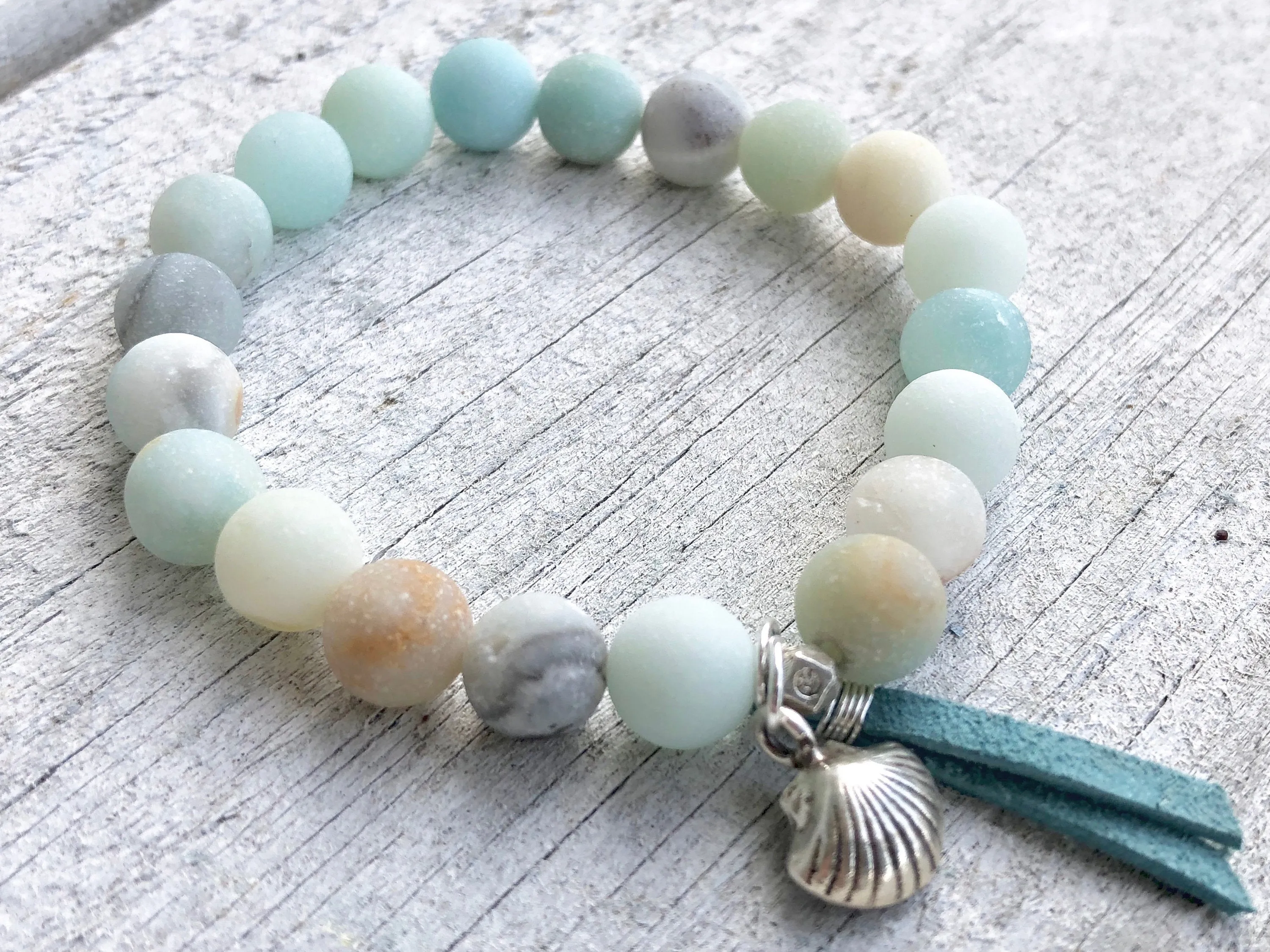 Amazonite Shell Charm Bracelet