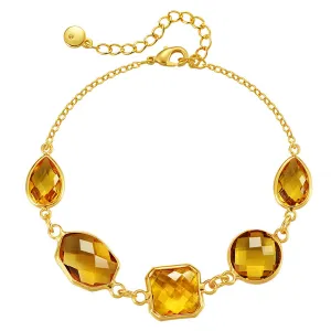 Amber Crystal & 18K Gold-Plated Geometric Station Bracelet