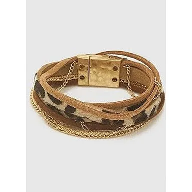 Animal Print Leopard Wrap Around Magnetic Bracelet