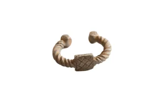 Antique African Aluminum Twisted Design with Geometric Detailing Cuff Bracelet