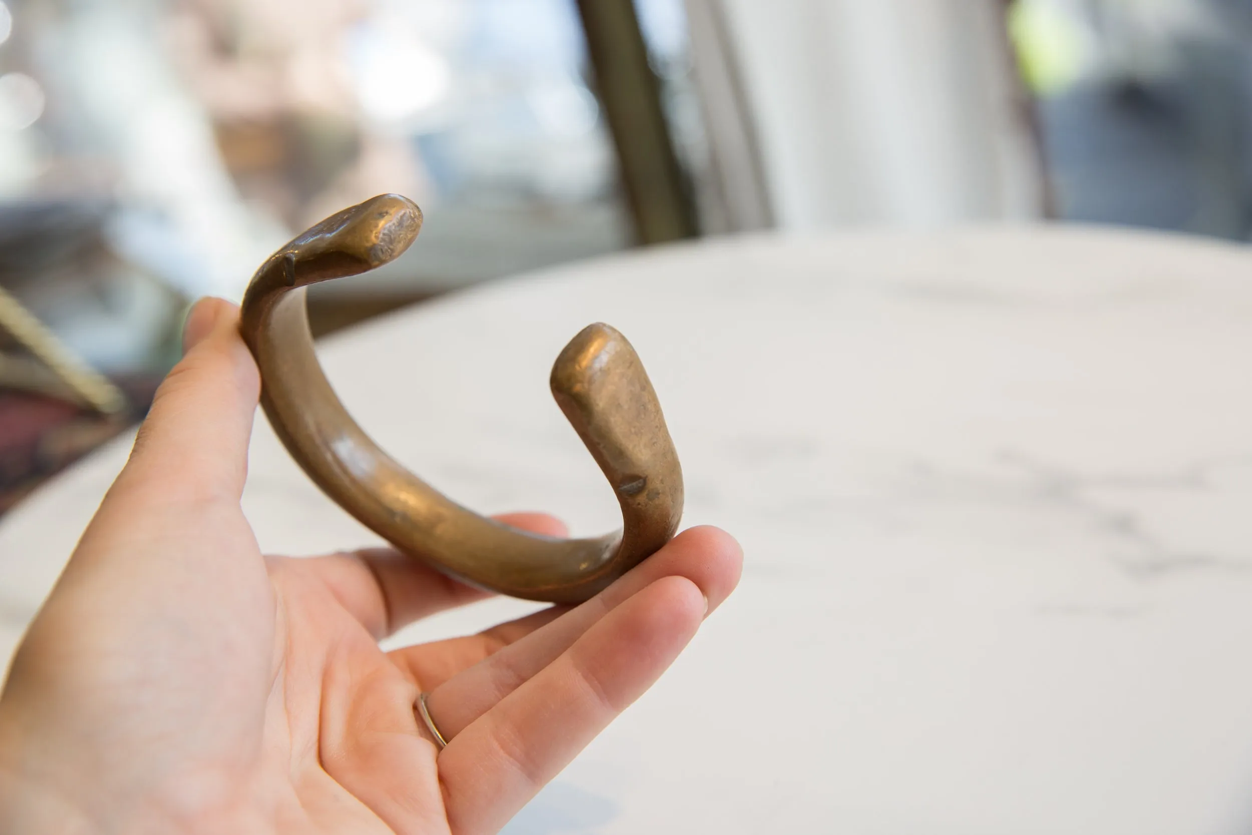 Antique African Bronze Snake Cuff Bracelet