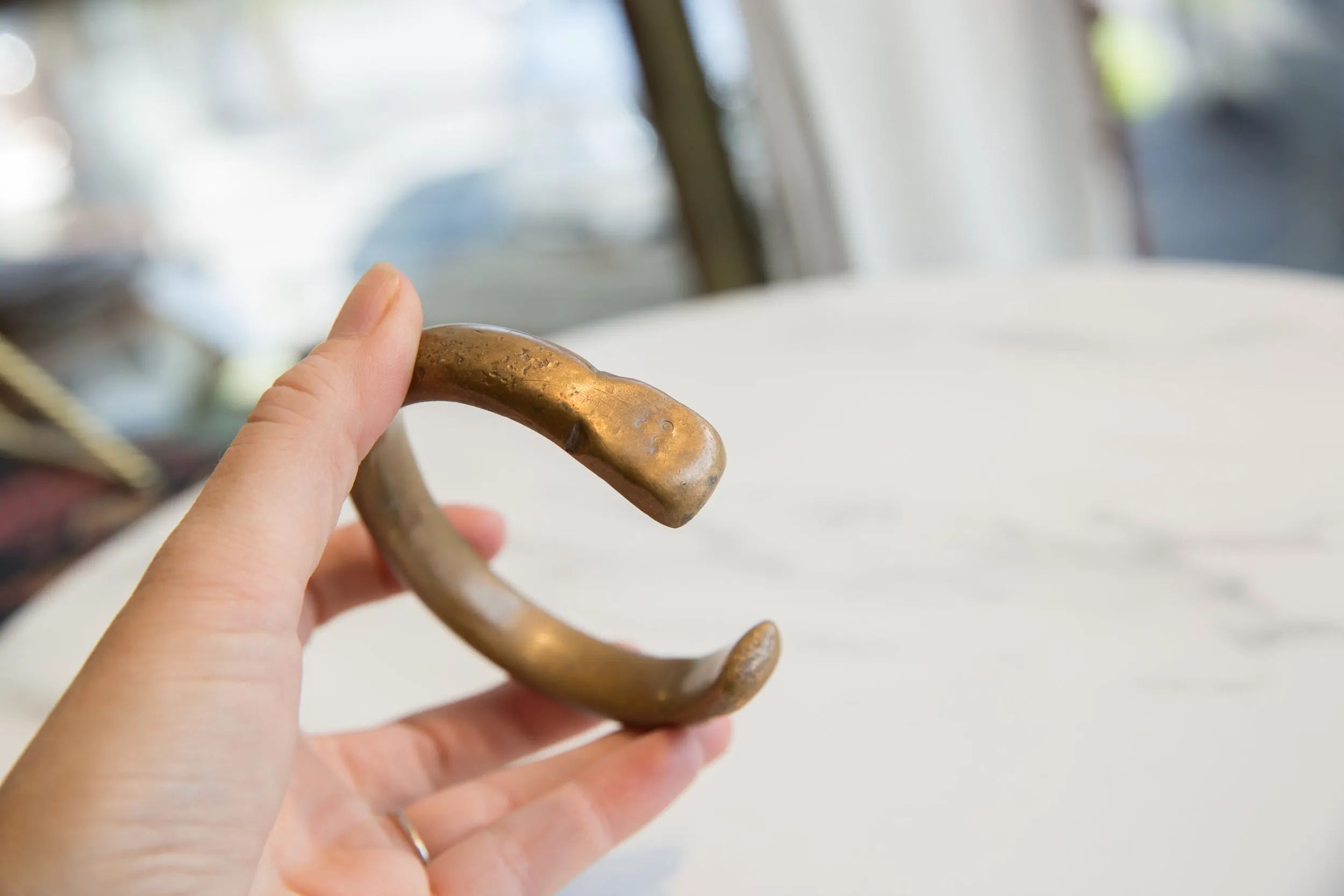 Antique African Bronze Snake Cuff Bracelet