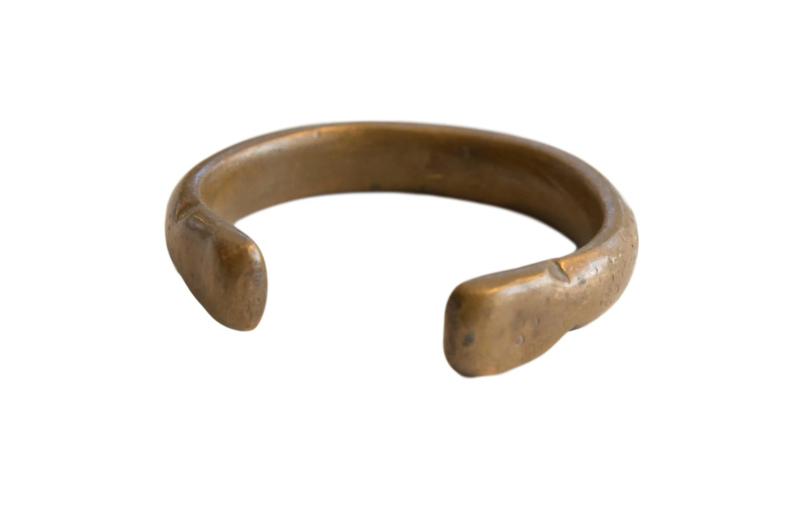 Antique African Bronze Snake Cuff Bracelet