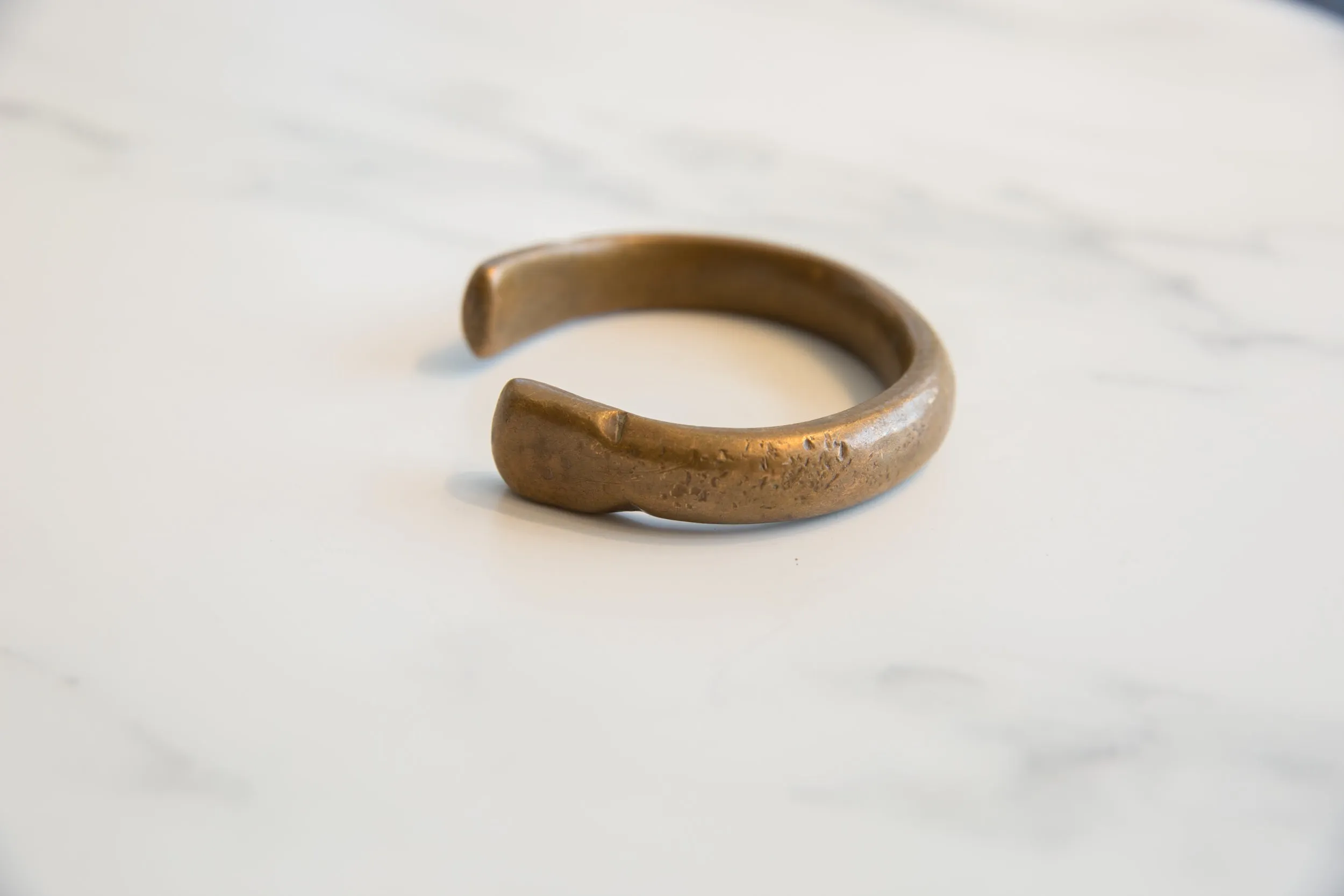 Antique African Bronze Snake Cuff Bracelet