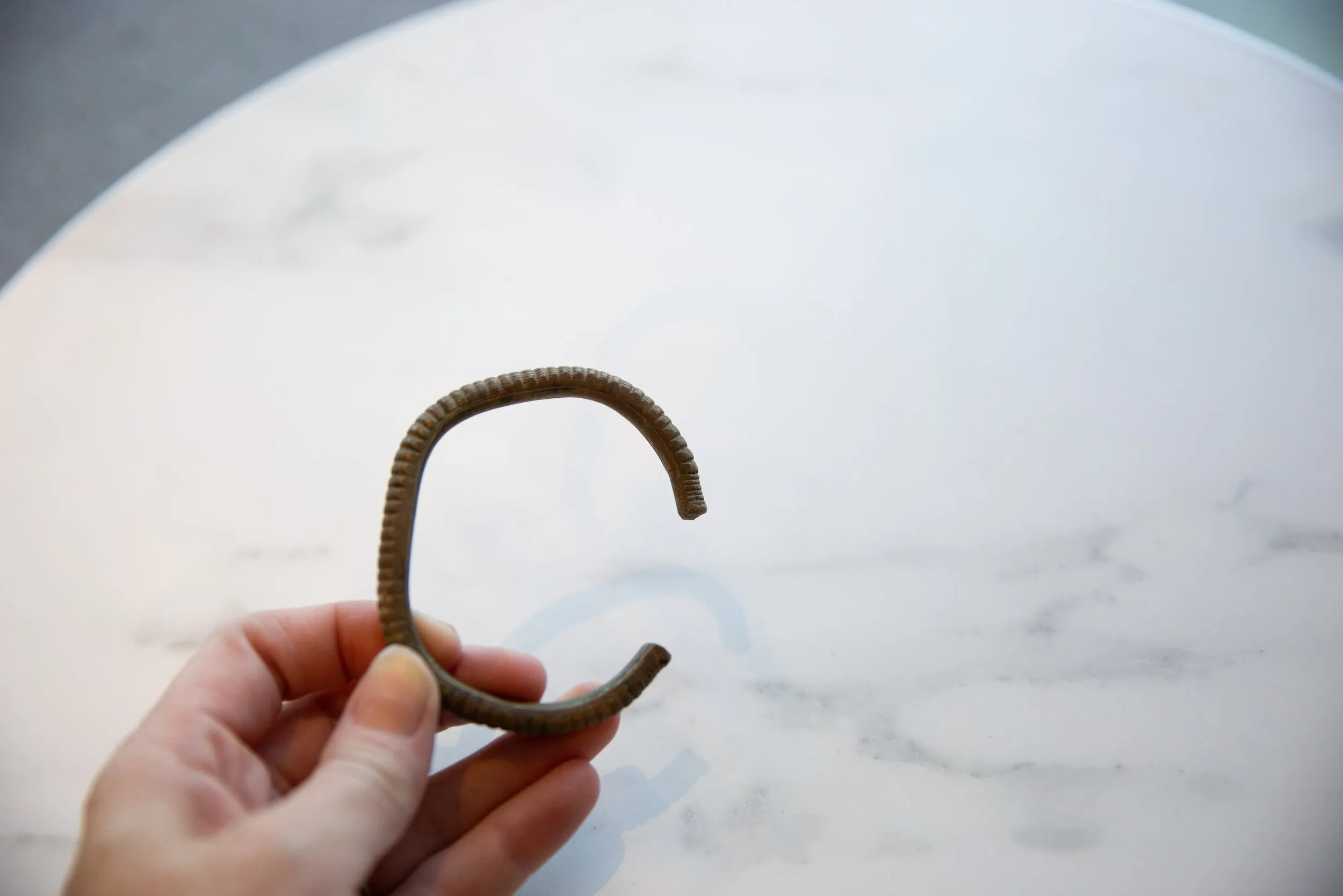 Antique African Bronze Striped Cuff Bracelet