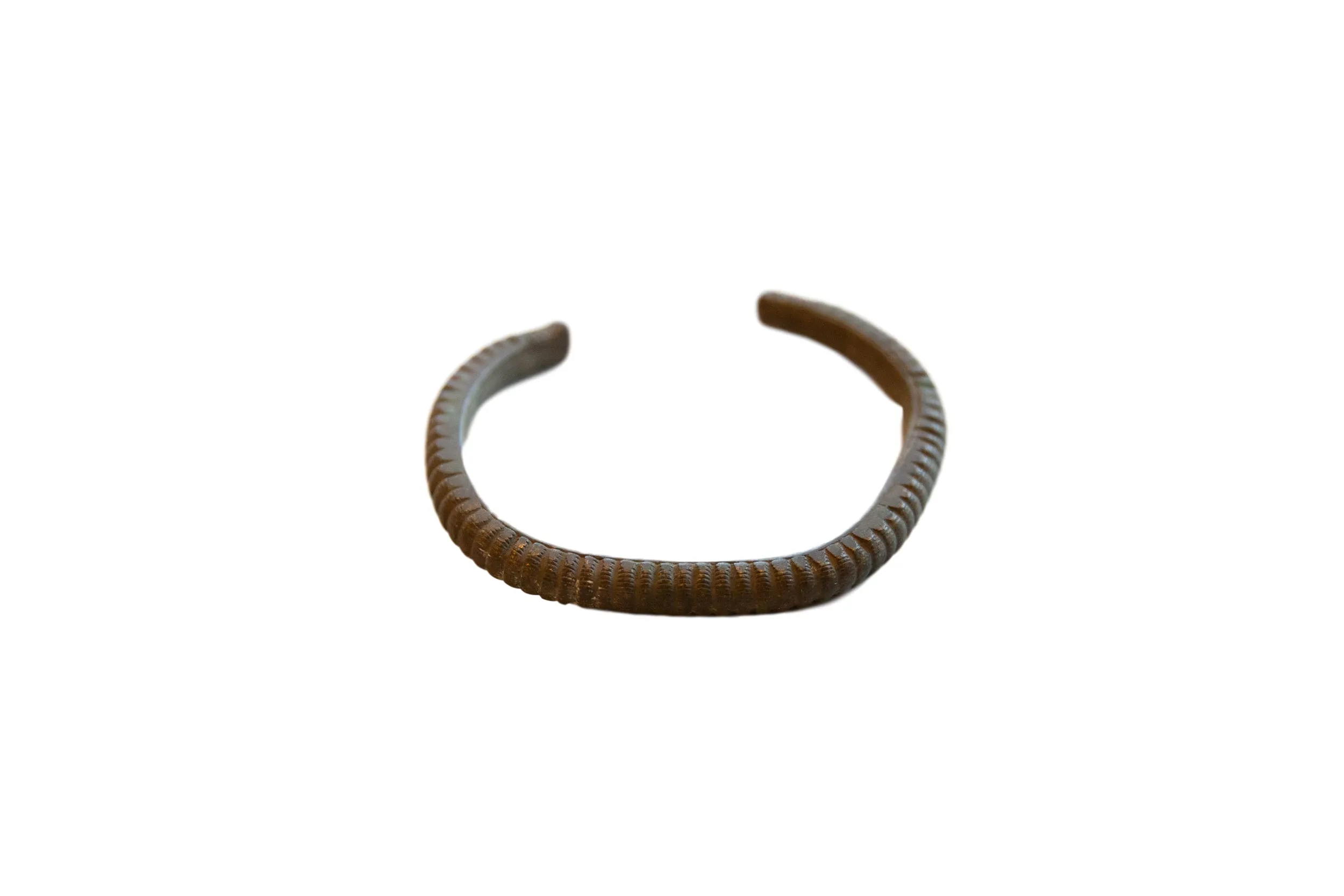 Antique African Bronze Striped Cuff Bracelet