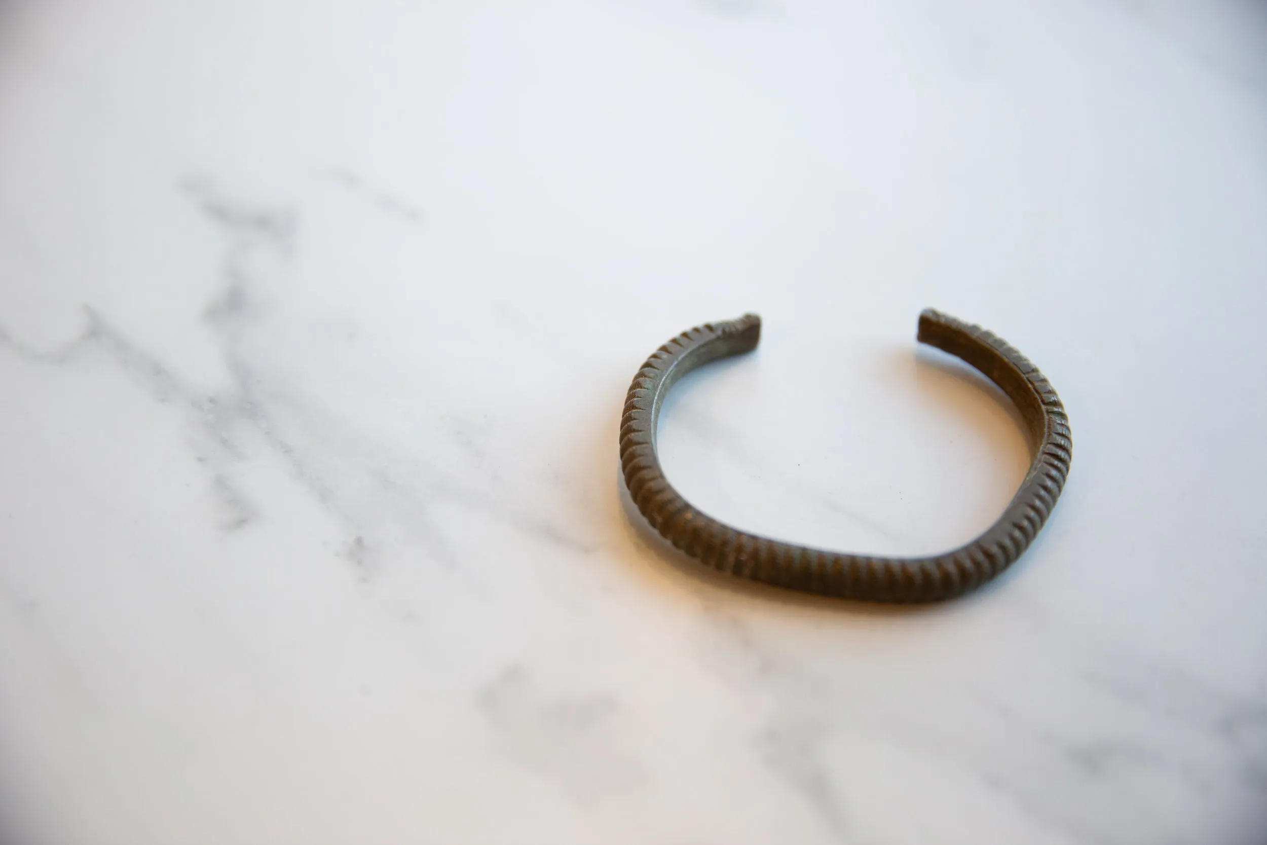 Antique African Bronze Striped Cuff Bracelet