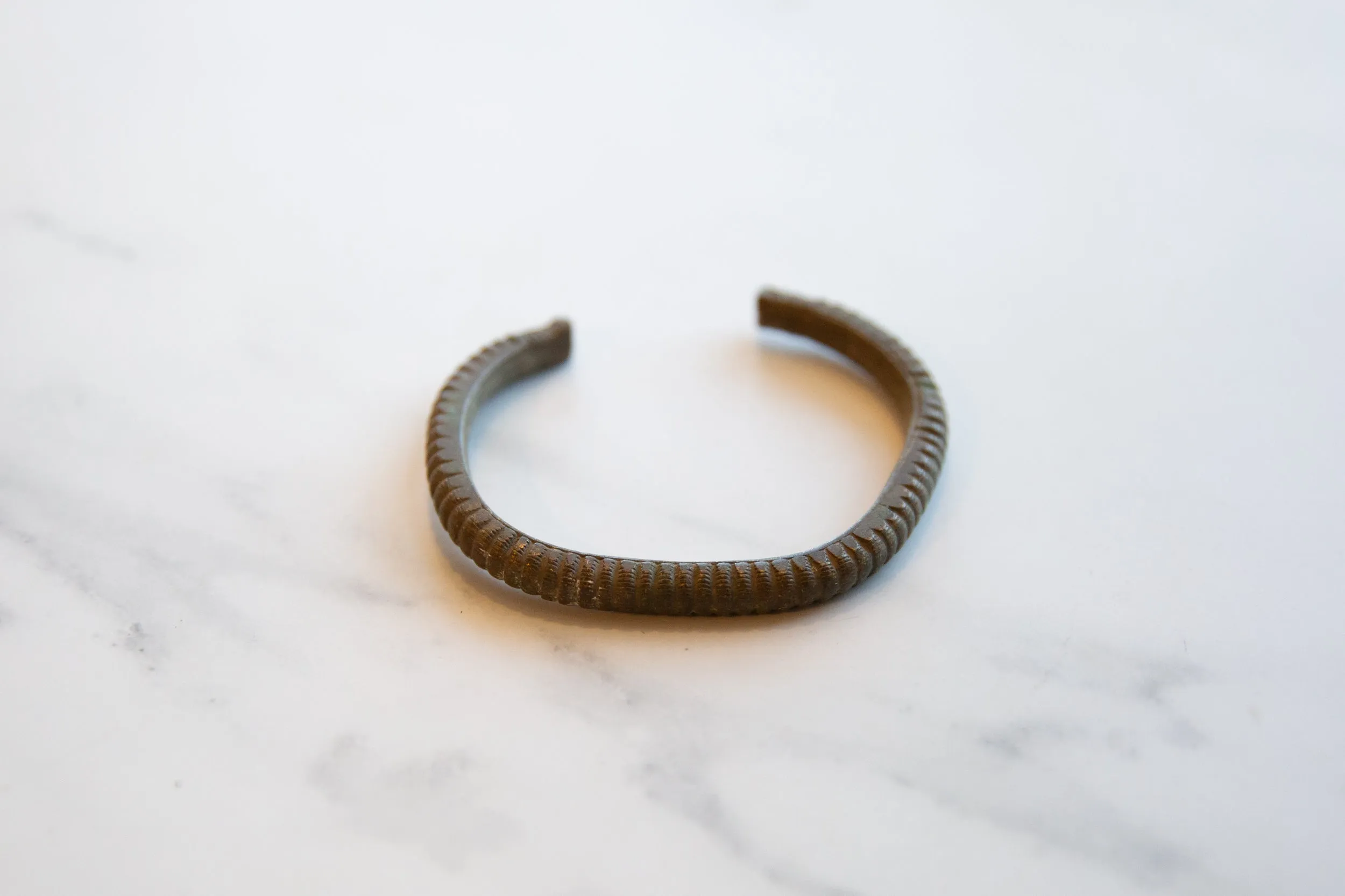 Antique African Bronze Striped Cuff Bracelet
