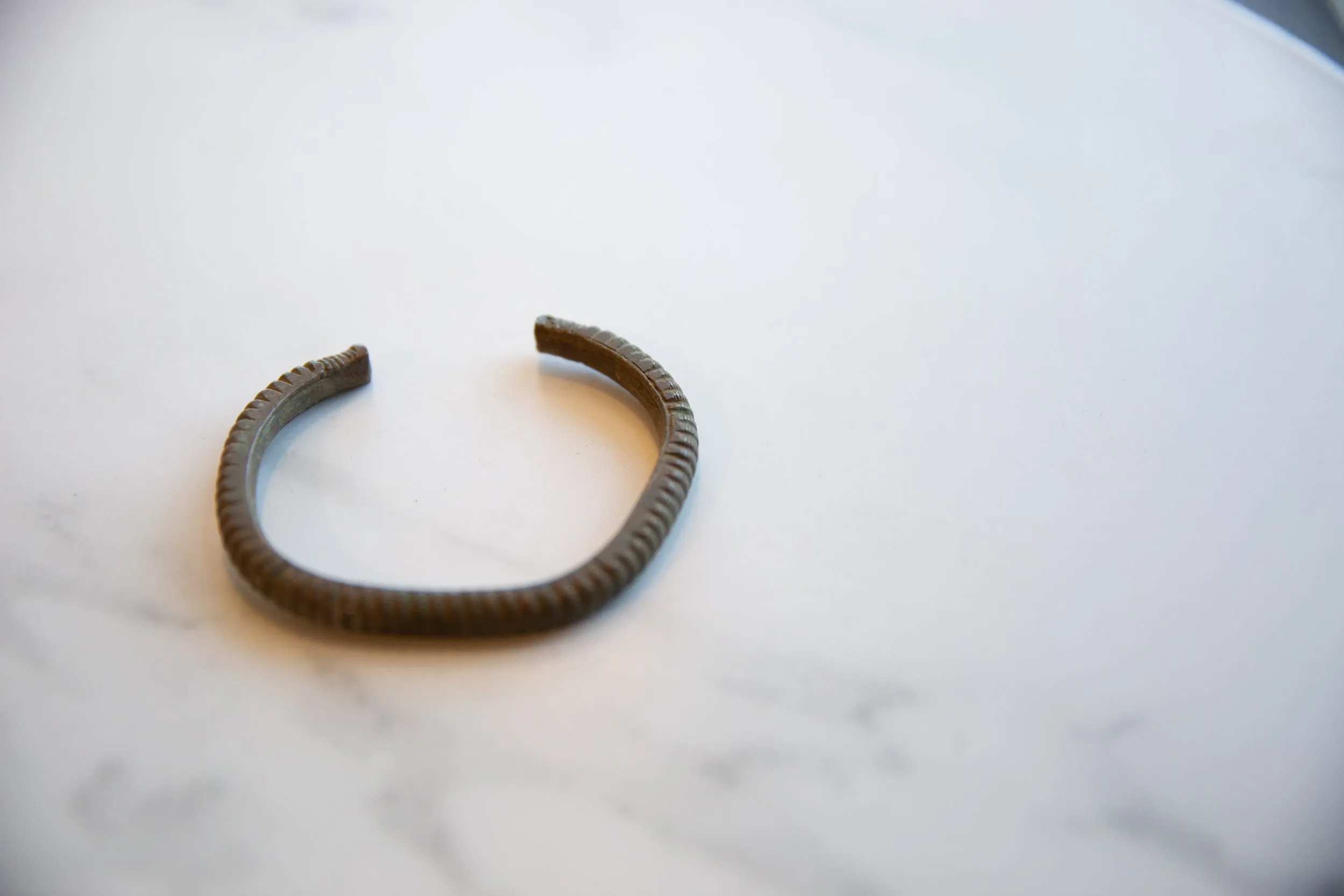 Antique African Bronze Striped Cuff Bracelet