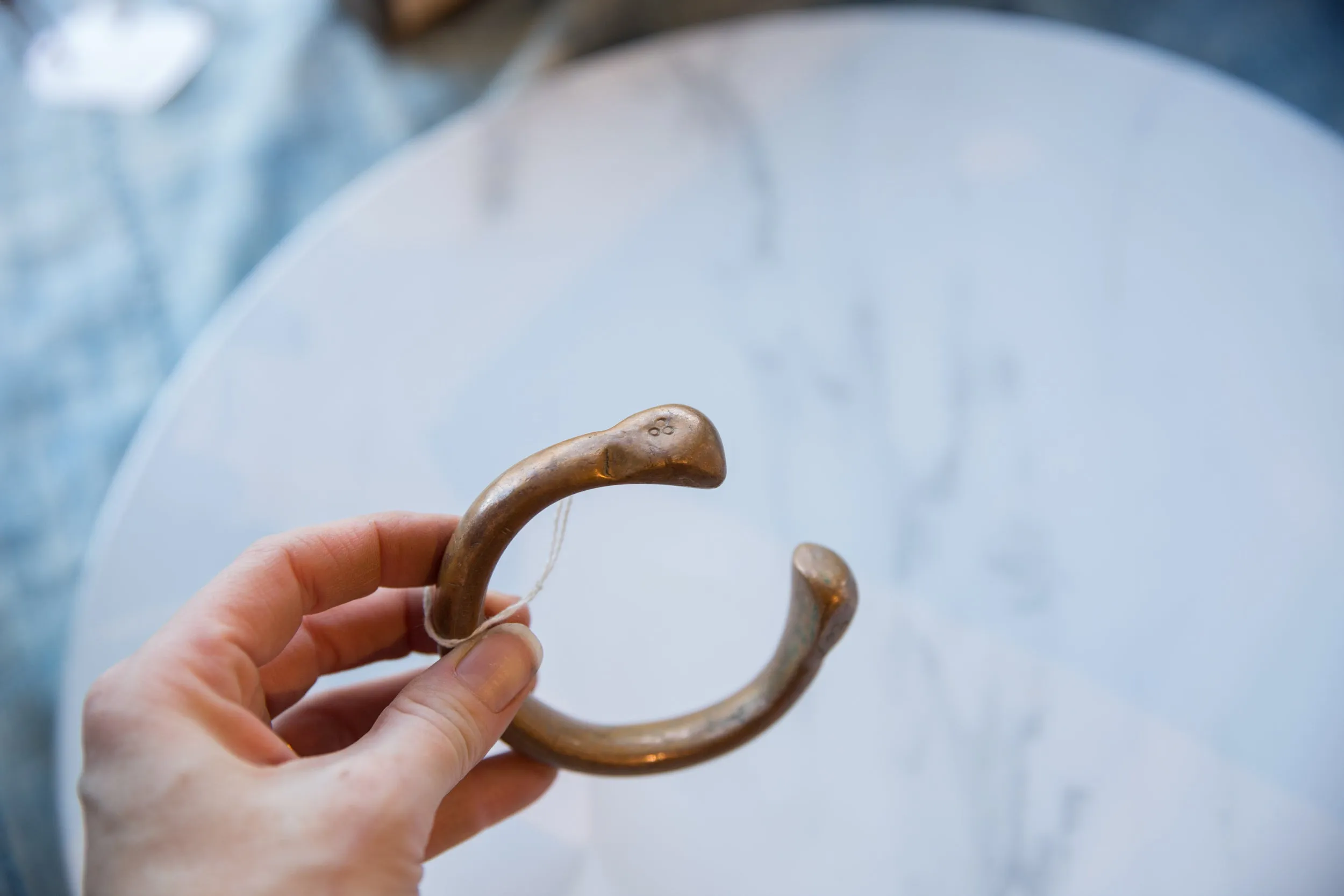 Antique African Copper Alloy Snake Cuff Bracelet