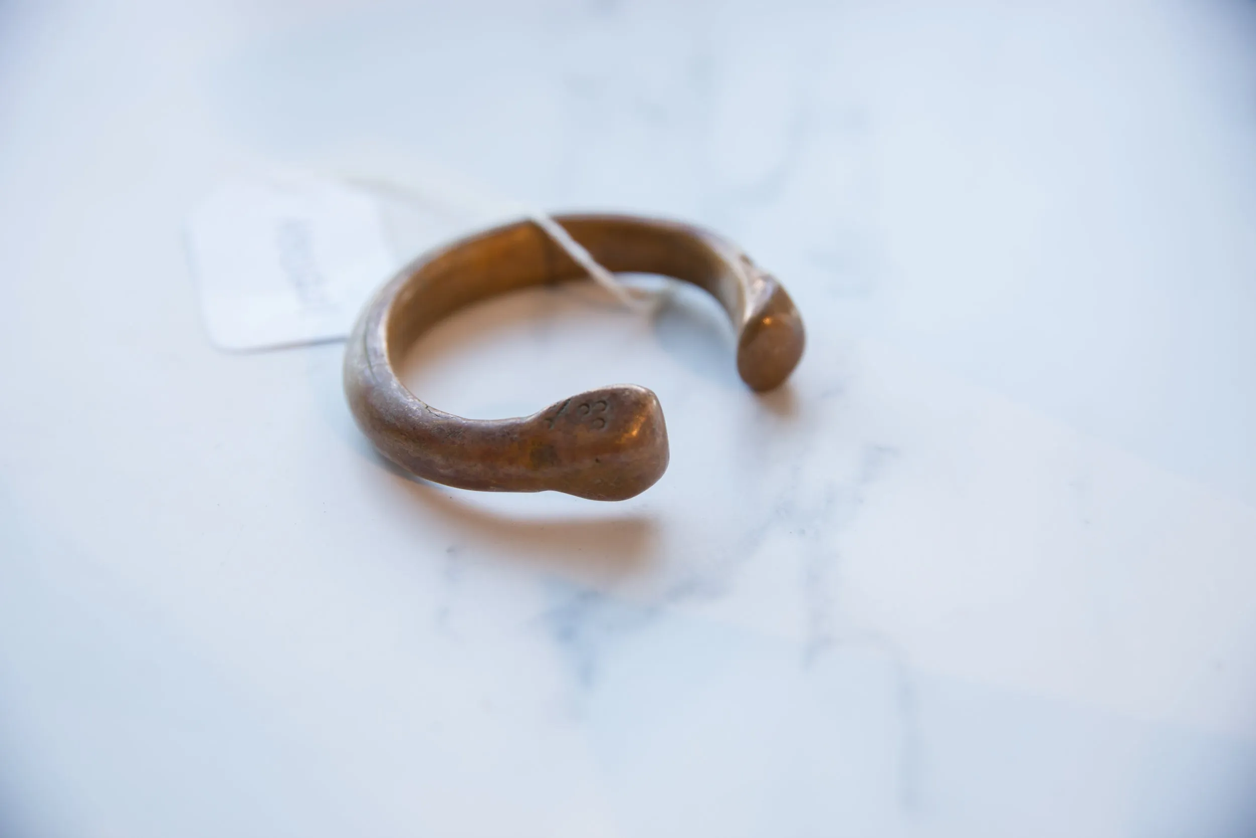 Antique African Copper Alloy Snake Cuff Bracelet