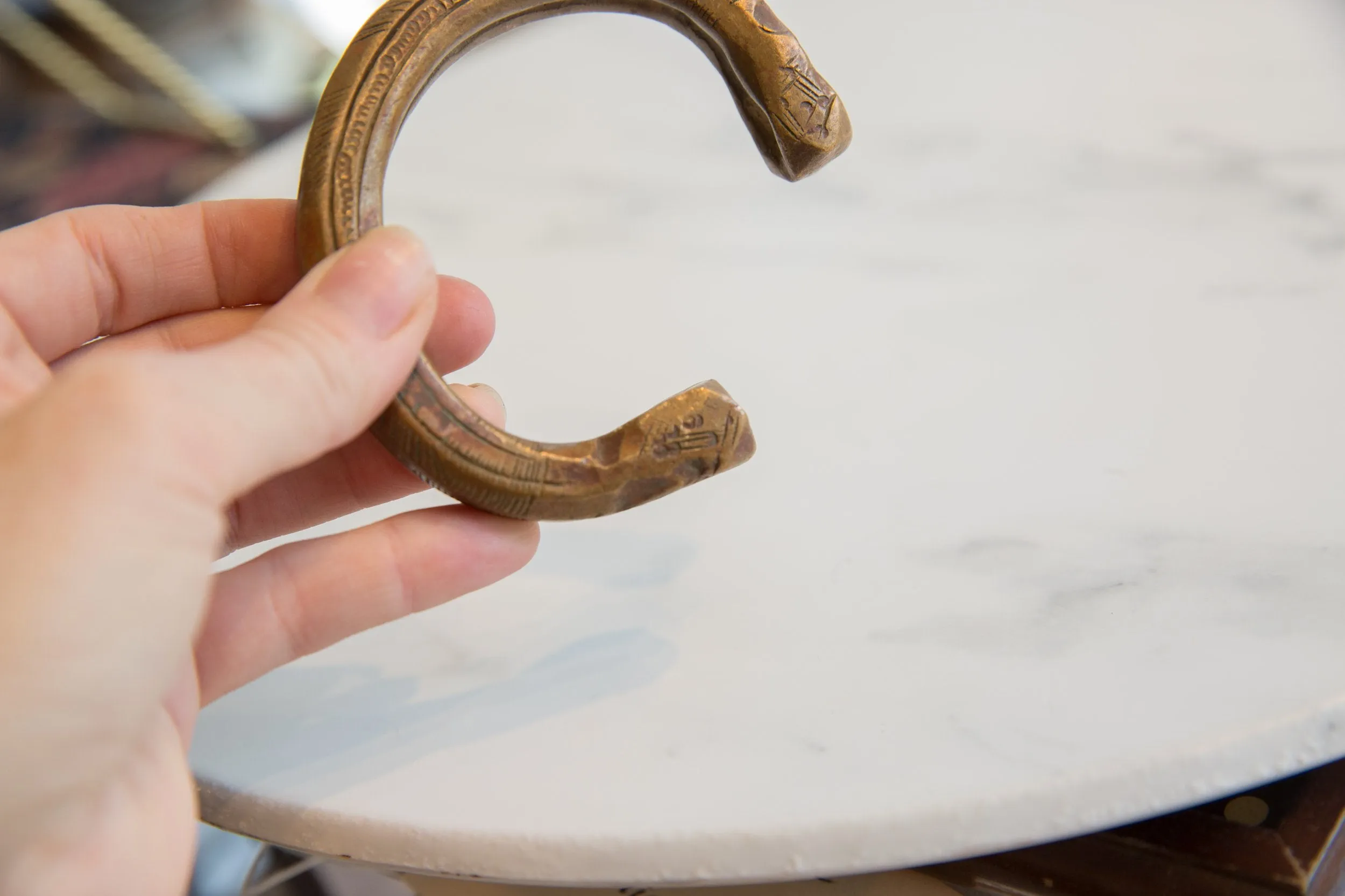 Antique African Copper and Bronze Snake Cuff Bracelet