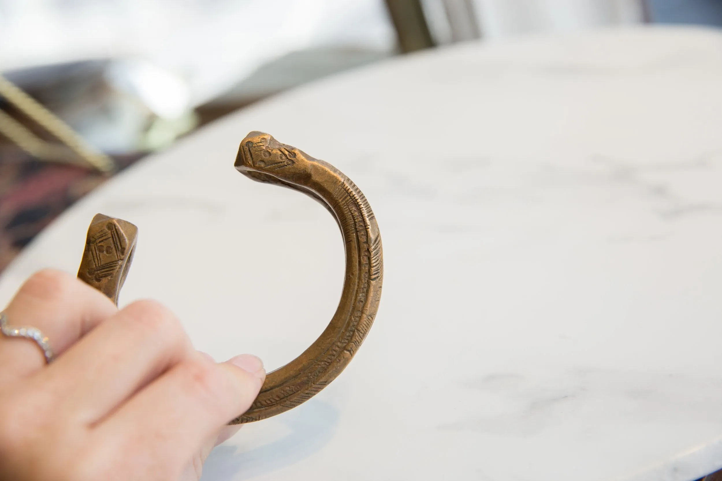 Antique African Copper and Bronze Snake Cuff Bracelet