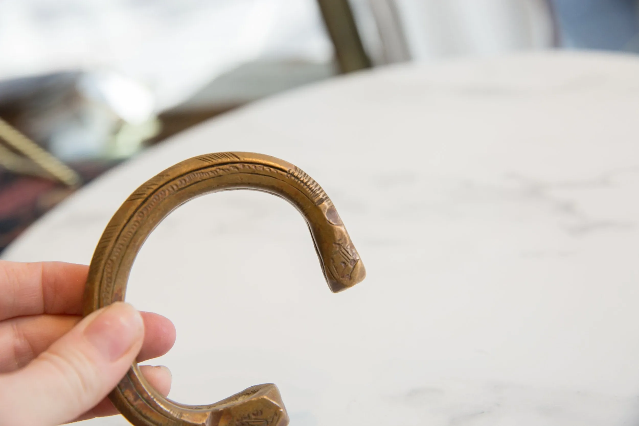 Antique African Copper and Bronze Snake Cuff Bracelet