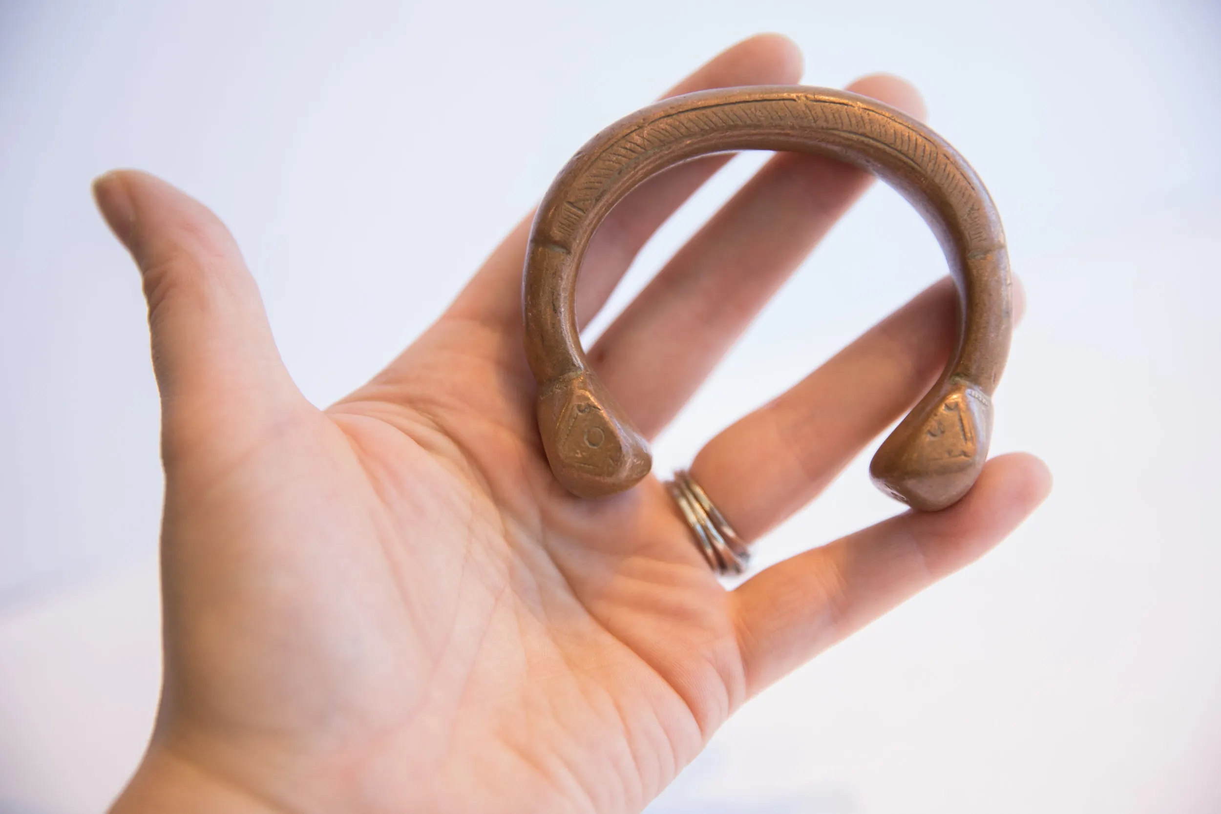 Antique African Copper Snake Cuff Bracelet