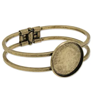 Antique Bronze Plated Adjustable Bracelet Setting With 25MM Round Bezel,Cuff,Lead Free And Nickel Free,Sold 10PCS Per Lot