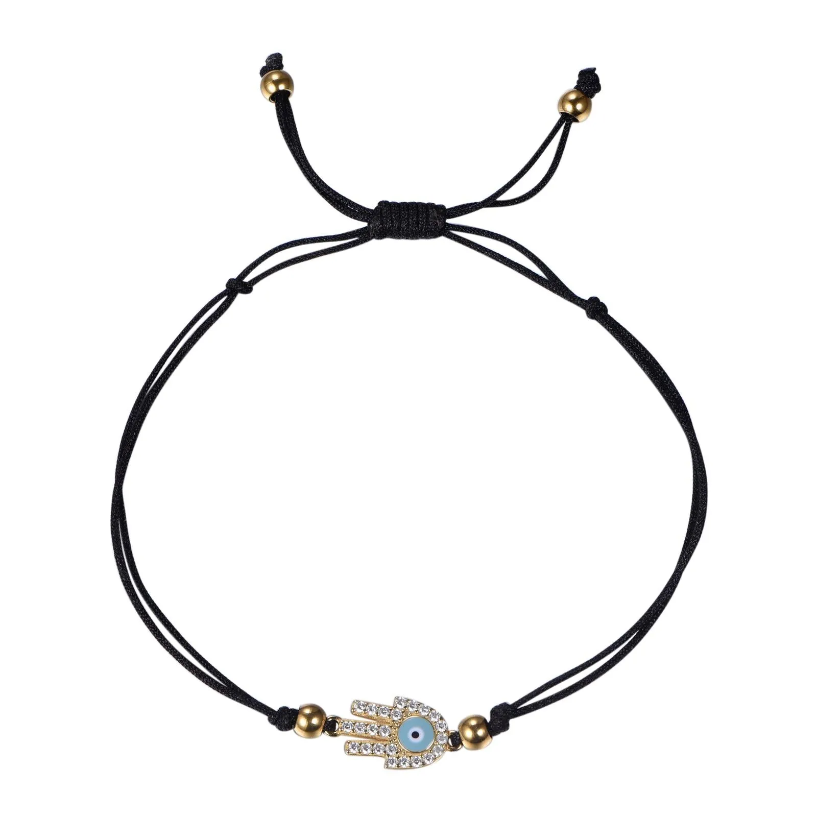 Atelier All Day Hamsa Black String Bracelet