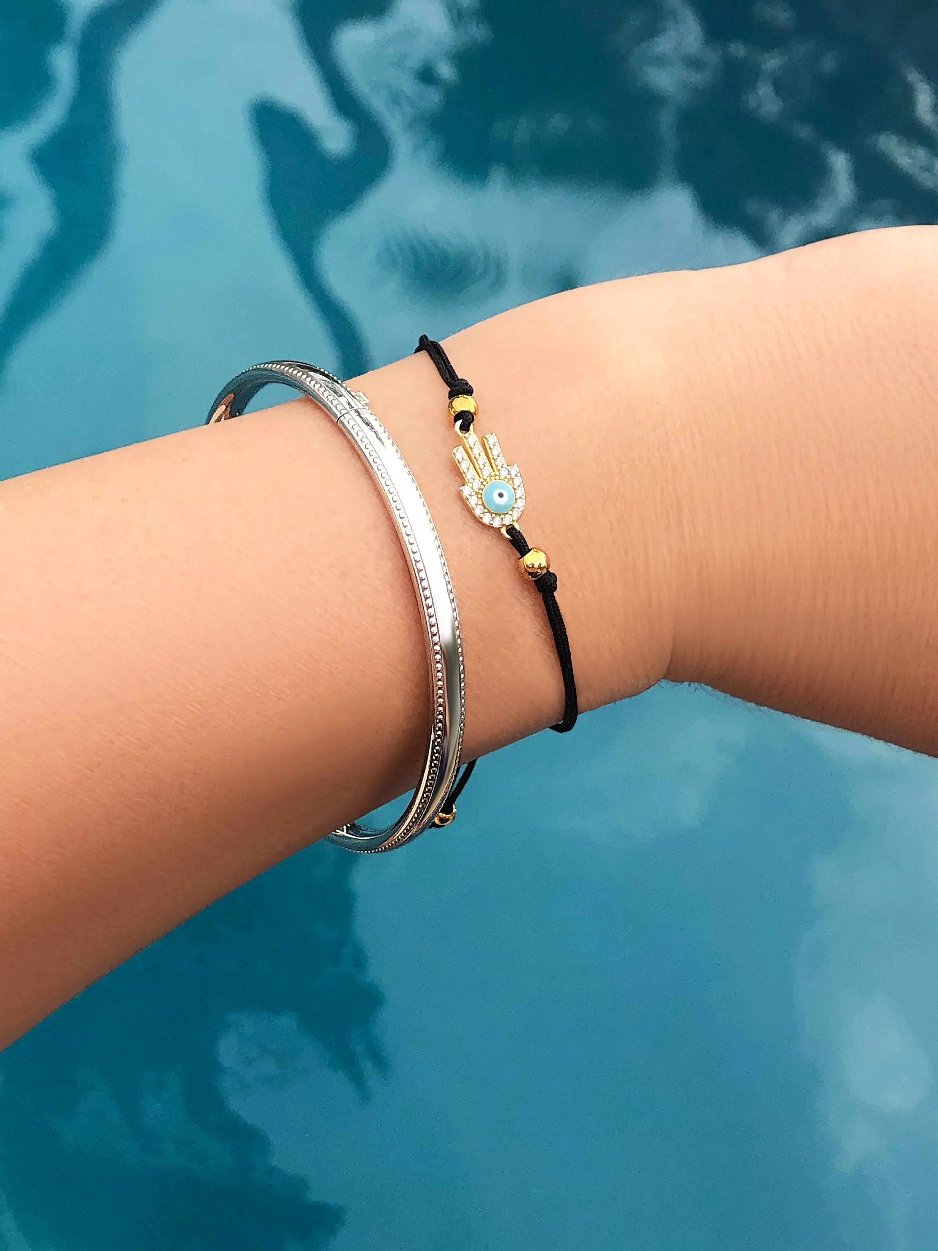 Atelier All Day Hamsa Black String Bracelet
