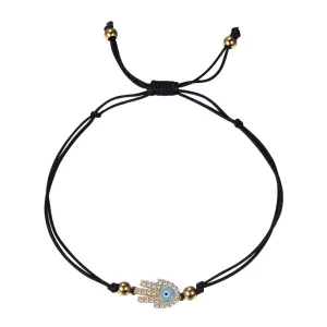 Atelier All Day Hamsa Black String Bracelet