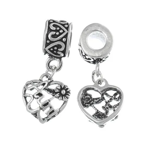 Aunt Love Heart Charm Bead