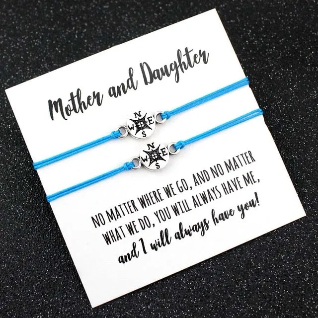 Aunt Niece Mother Daughters Grandma Granddaughter Love Friends Thanksgiving Gift Make a Wish Dream Compass Bracelets for Women