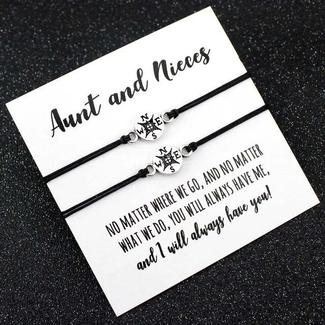 Aunt Niece Mother Daughters Grandma Granddaughter Love Friends Thanksgiving Gift Make a Wish Dream Compass Bracelets for Women