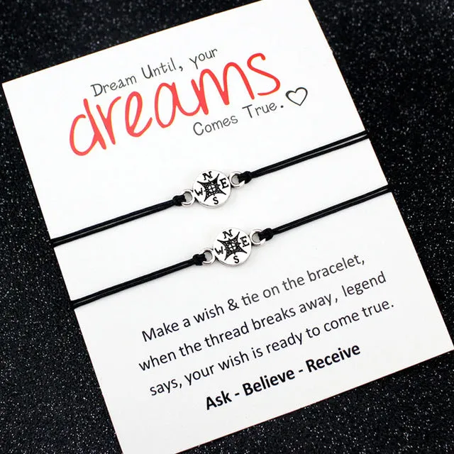 Aunt Niece Mother Daughters Grandma Granddaughter Love Friends Thanksgiving Gift Make a Wish Dream Compass Bracelets for Women