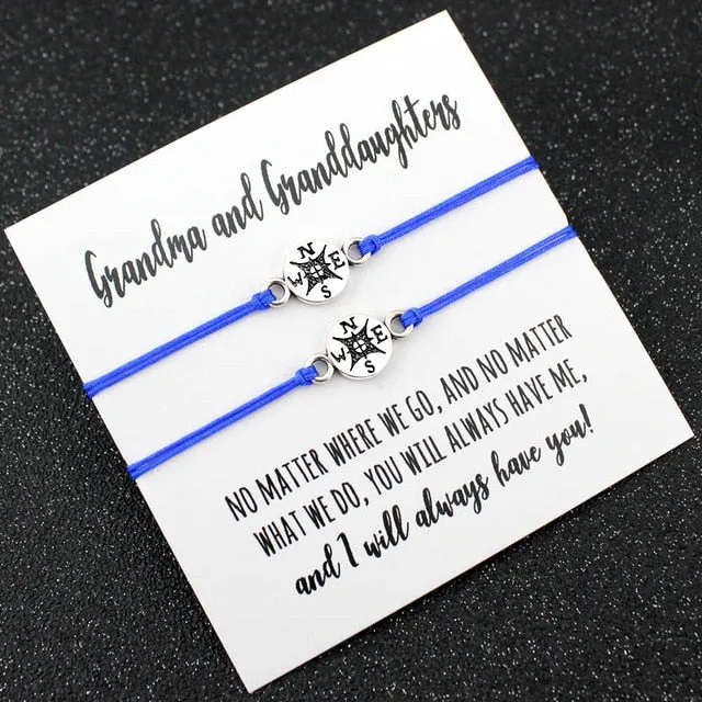 Aunt Niece Mother Daughters Grandma Granddaughter Love Friends Thanksgiving Gift Make a Wish Dream Compass Bracelets for Women
