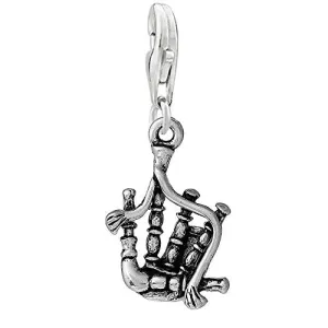 Bagpipes Clip on Pendant Charm for Bracelet or Necklace