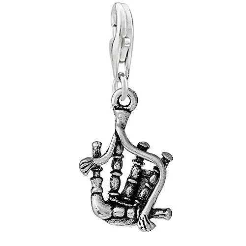 Bagpipes Clip on Pendant Charm for Bracelet or Necklace