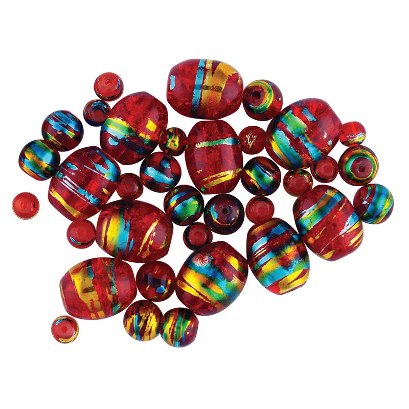 BEAD GLASS METALLIC STRIPE RUST 50PC